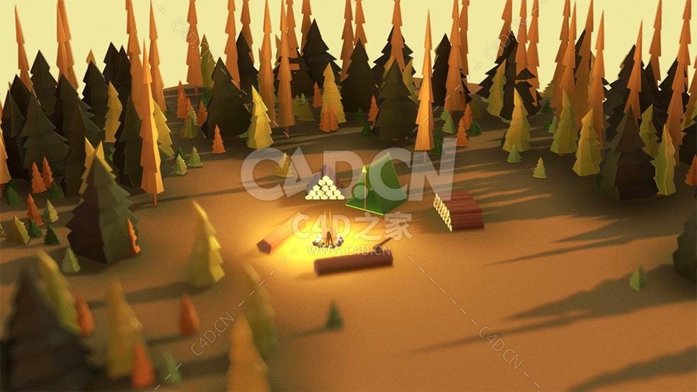 C4D秋日野外露营场景卡通模型下载 - C4D之家 - 73.jpg