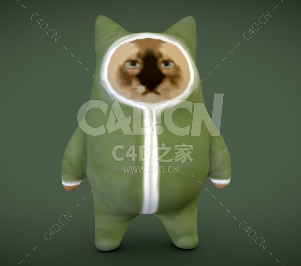 C4D穿睡衣的卡通可爱猫咪动物模型下载 - C4D之家 - 52.jpg