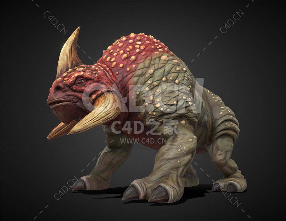 C4D恐怖尖角凶猛怪兽哺乳动物模型下载 - C4D之家 - 54.jpg