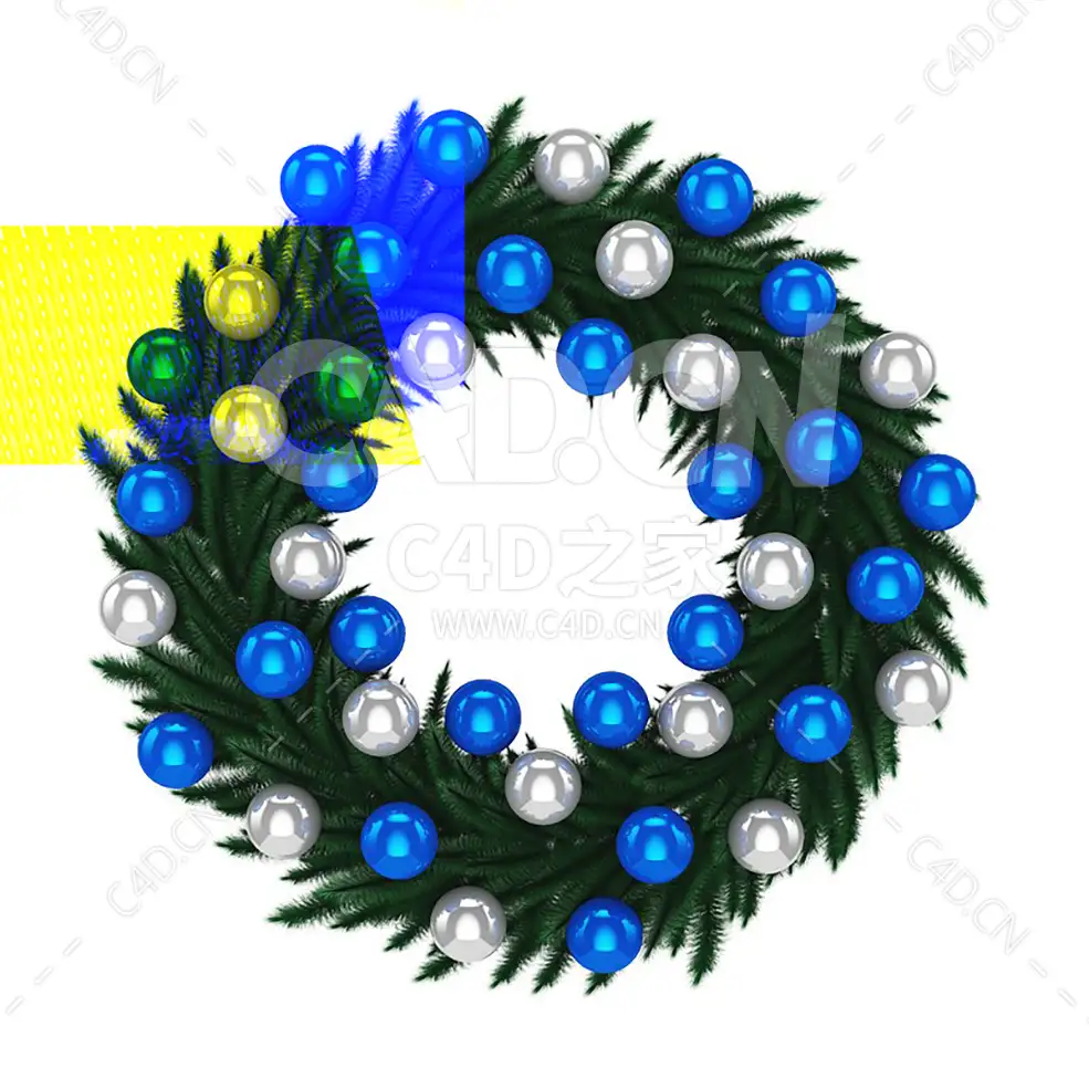 圣诞节松树花环花圈蓝色银色球 CHRISTMAS WREATH 1 - C4D之家 - cgaxis_models_39_02.jpg