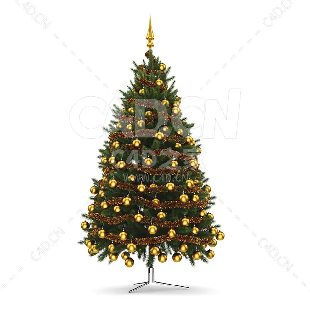 金色圆球装饰圣诞树 CHRISTMAS TREE 3 - C4D之家 - cgaxis_models_39_09.jpg