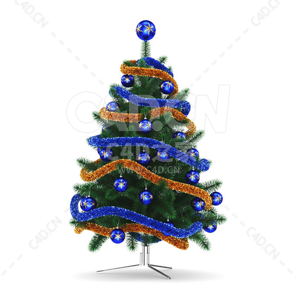 蓝色圆球彩带缠绕的圣诞树 CHRISTMAS TREE 5 - C4D之家 - cgaxis_models_39_11.jpg