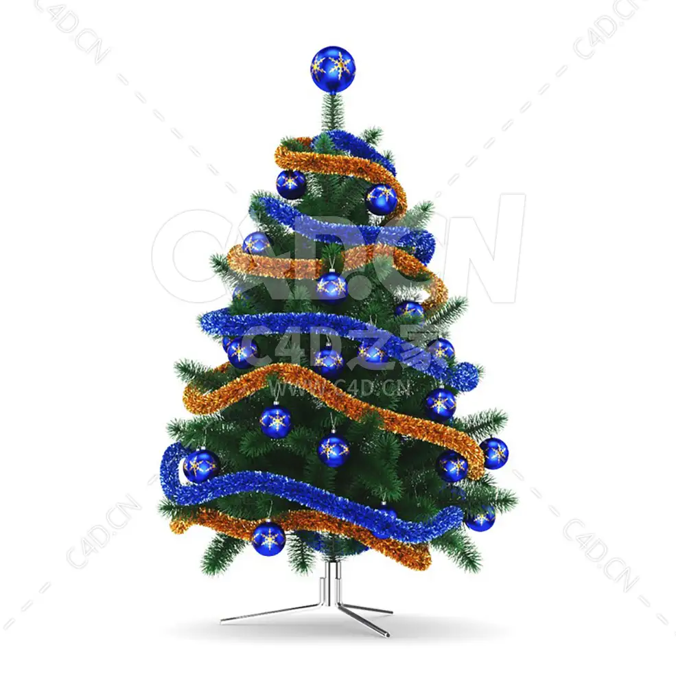 蓝色圆球彩带缠绕的圣诞树 CHRISTMAS TREE 5 - C4D之家 - cgaxis_models_39_11.jpg