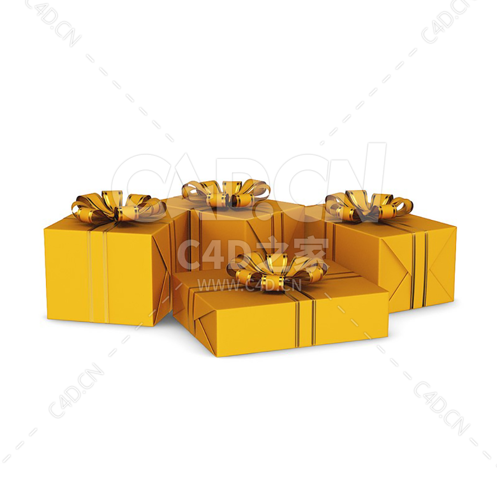 金色彩带彩结包装的圣诞礼物盒 CHRISTMAS PRESENTS 3 - C4D之家 - cgaxis_models_39_16.jpg