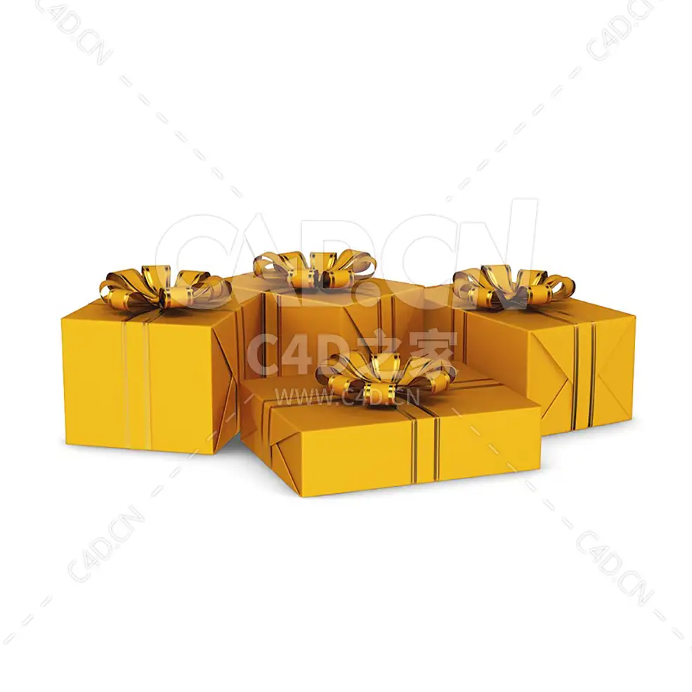 金色彩带彩结包装的圣诞礼物盒 CHRISTMAS PRESENTS 3 - C4D之家 - cgaxis_models_39_16.jpg