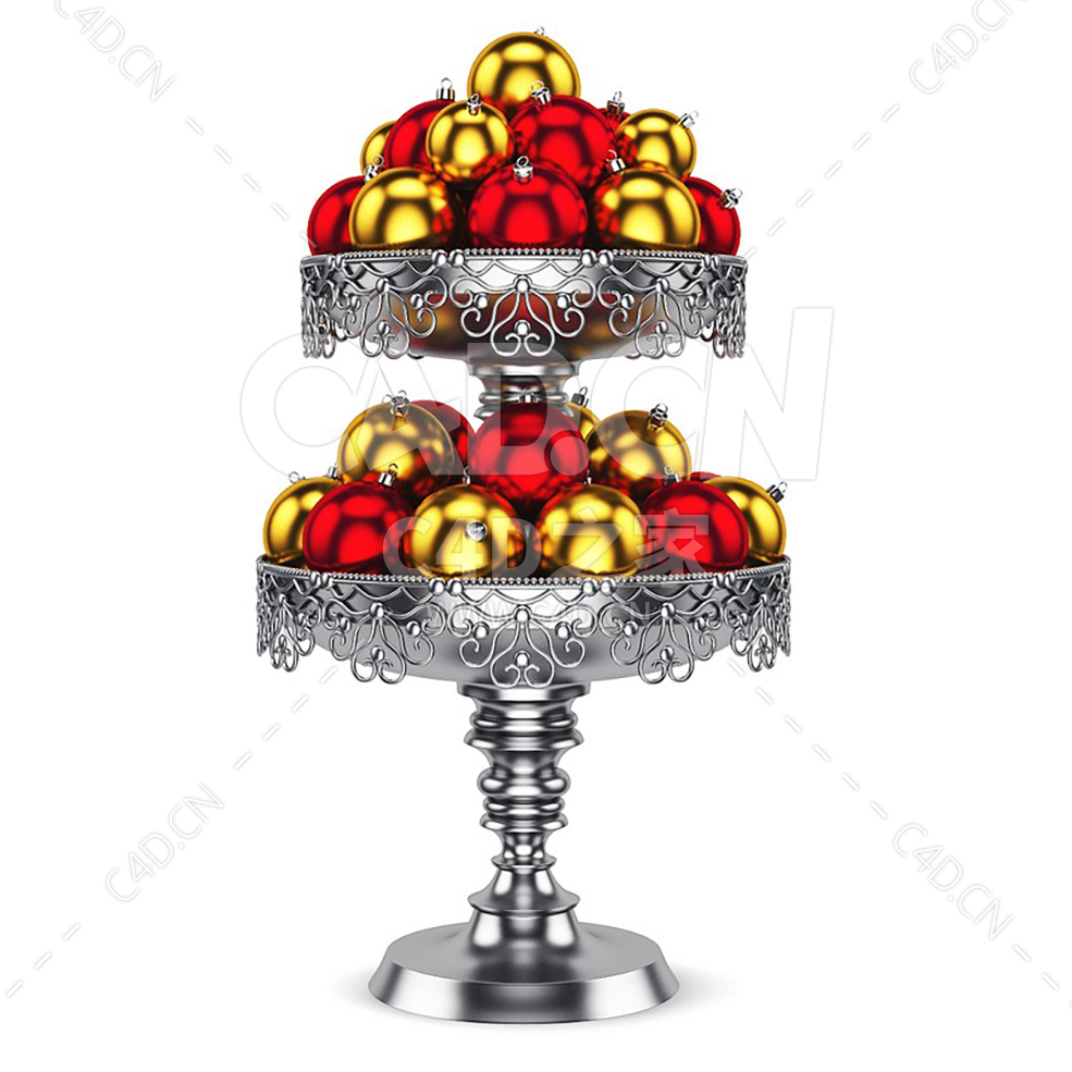 圣诞餐桌装饰双层银盘彩灯 CHRISTMAS TABLE DECORATION 4 - C4D之家 - cgaxis_models_39_21.jpg