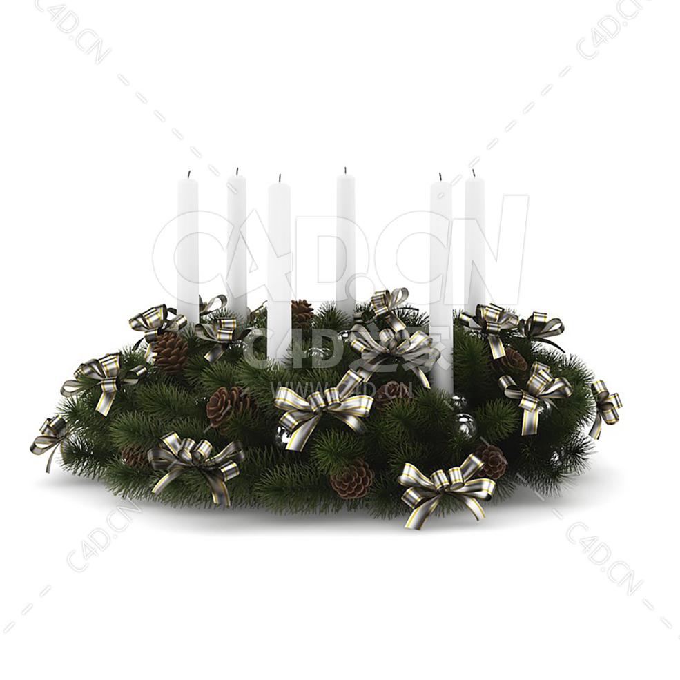 圣诞餐桌装饰松枝松果蜡烛彩结 CHRISTMAS TABLE DECORATION 7