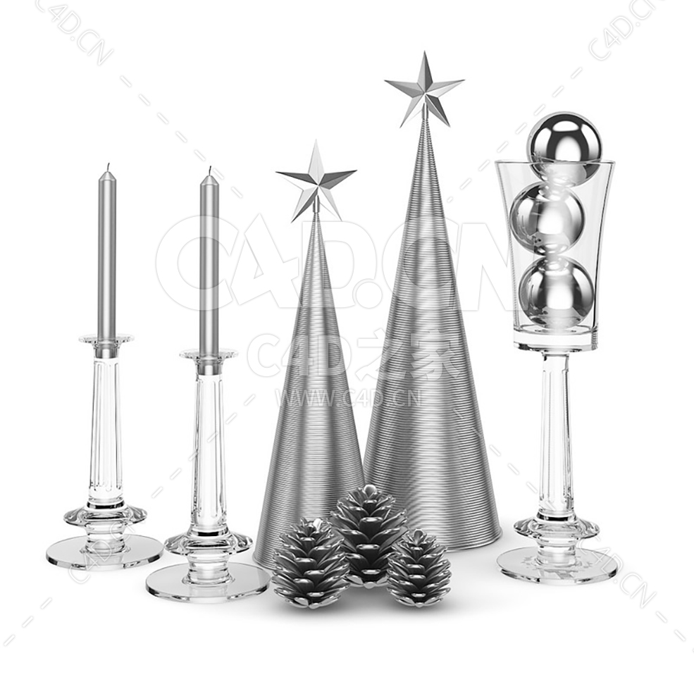 圣诞餐桌装饰银色蜡烛酒杯五星松果 CHRISTMAS TABLE DECORATION 9