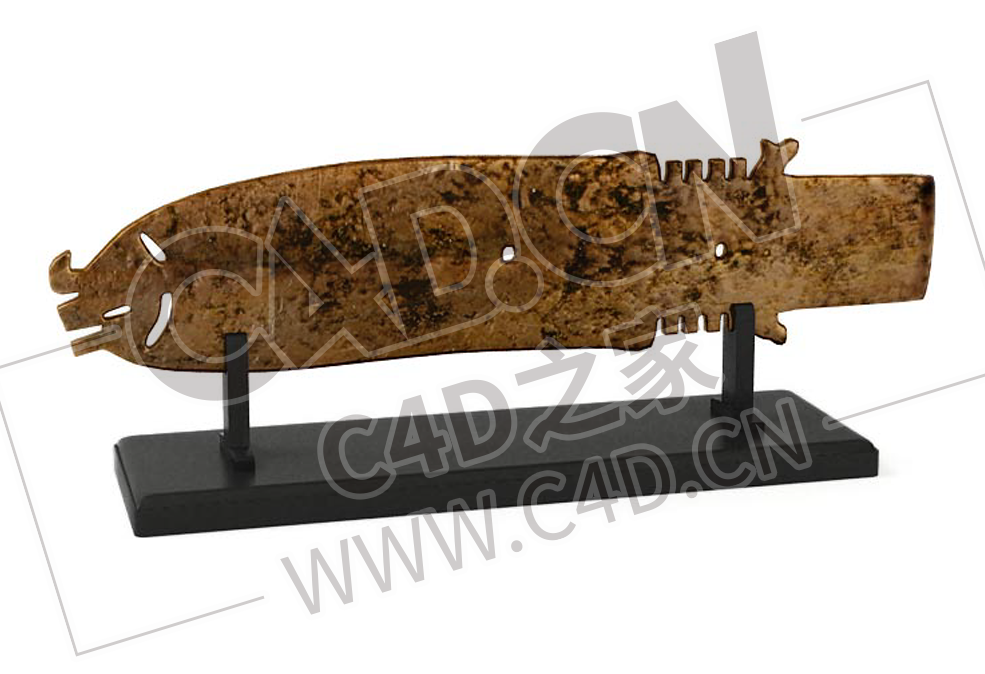 古代出土饰品鱼刀摆件工艺品C4D模型下载 - C4D之家 - 13.png