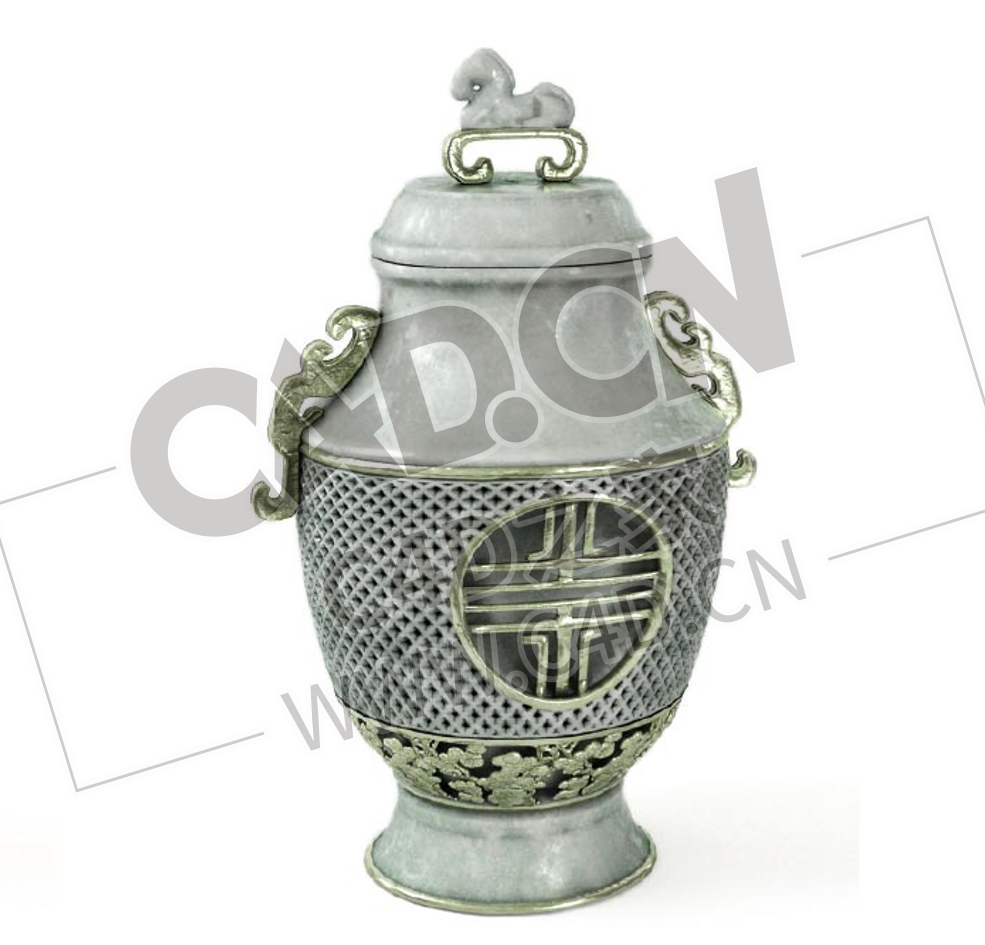 双耳雕花福贵瓷器花瓶C4D模型下载 - C4D之家 - 19.png