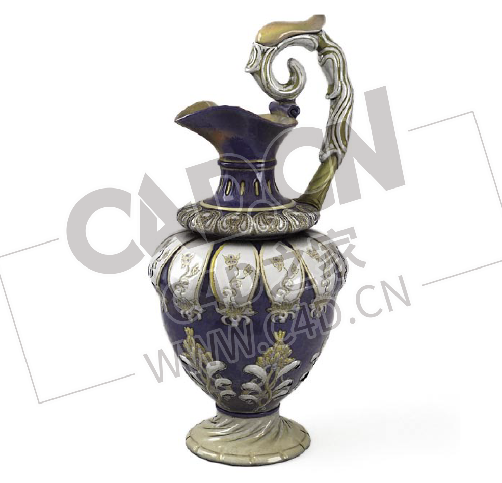 雕花瓷瓶琉璃瓶工艺品C4D模型下载 - C4D之家 - 22.png