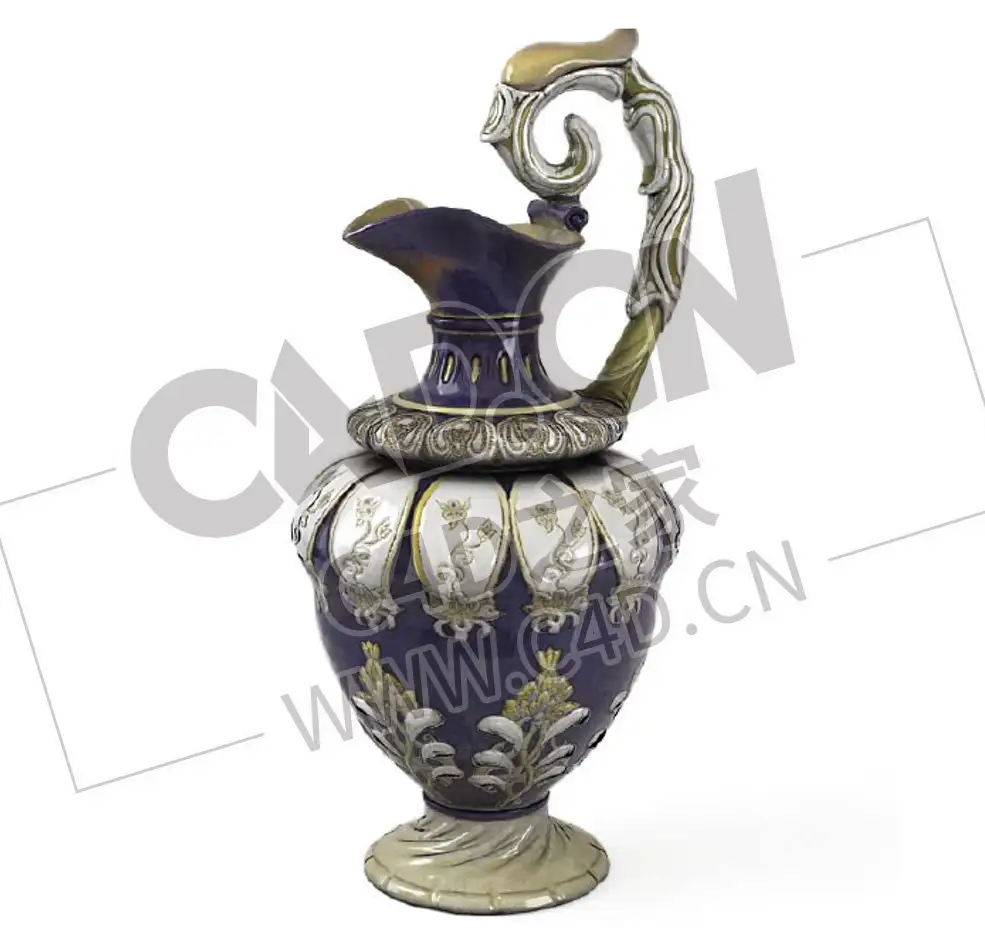 雕花瓷瓶琉璃瓶工艺品C4D模型下载 - C4D之家 - 22.png