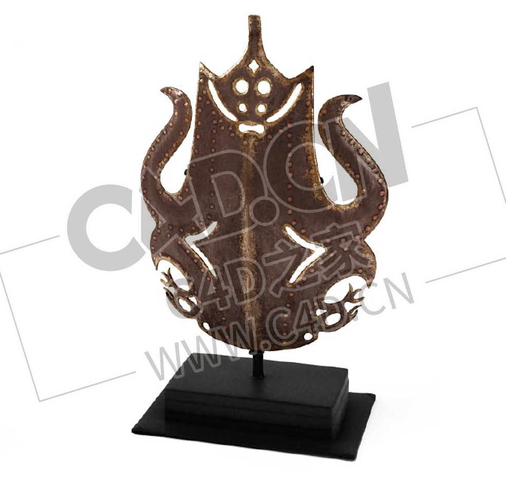 古代吉祥图腾铜片工艺品摆件C4D模型下载 - C4D之家 - 21.png