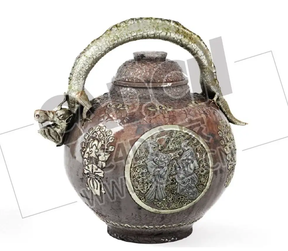 金龙壶把雕花陶瓷花瓶C4D模型下载 - C4D之家 - 27.png