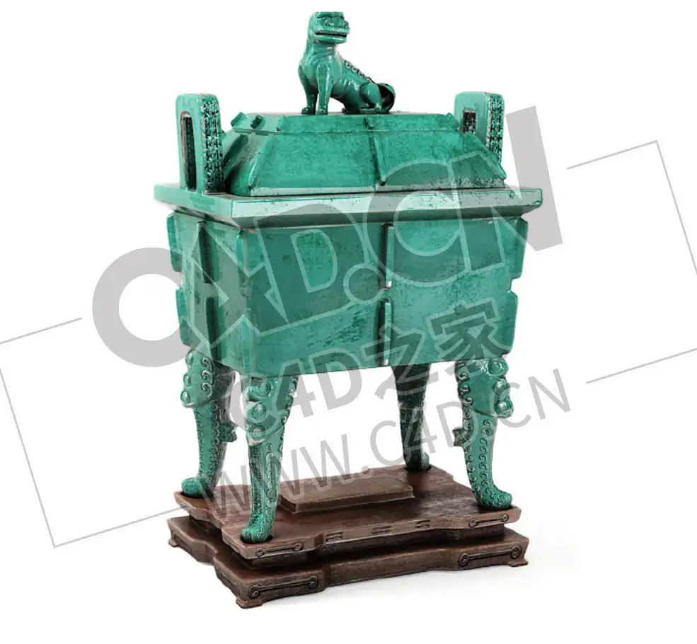 青铜鼎工艺摆件C4D模型下载 - C4D之家 - 28.png