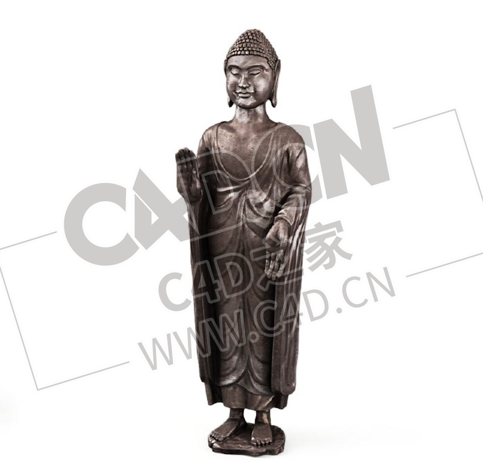 纯铜释迦牟尼佛像摆件铜阿难迦叶尊者铜像C4D模型下载