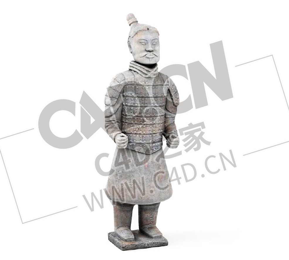 站立的秦始皇兵马俑雕像C4D模型下载