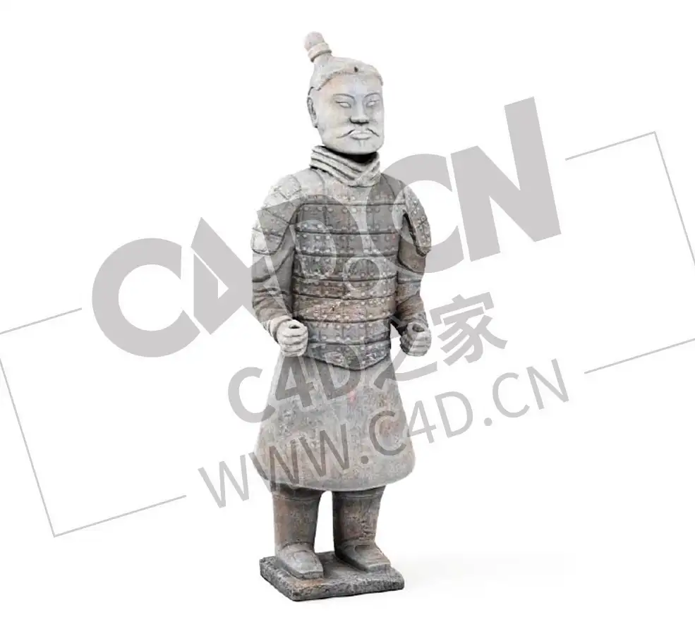 站立的秦始皇兵马俑雕像C4D模型下载 - C4D之家 - 32.png