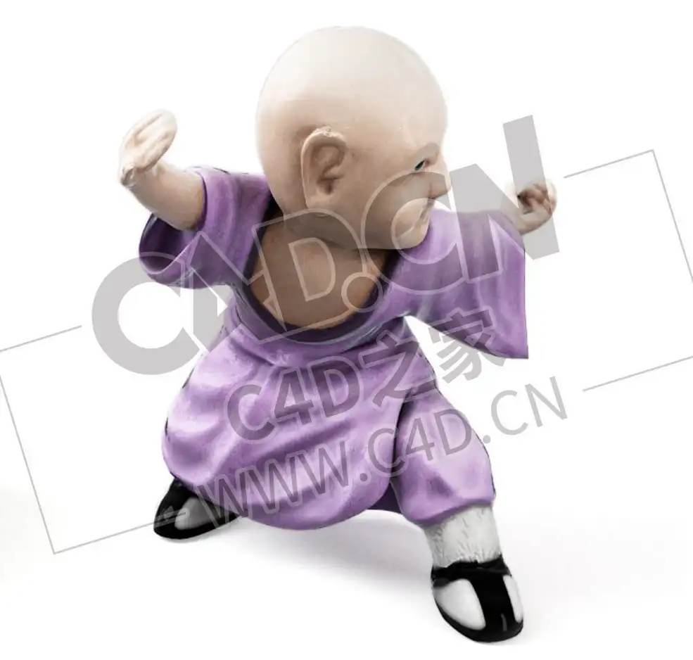 小和尚习武陶俑摆件饰品C4D模型下载