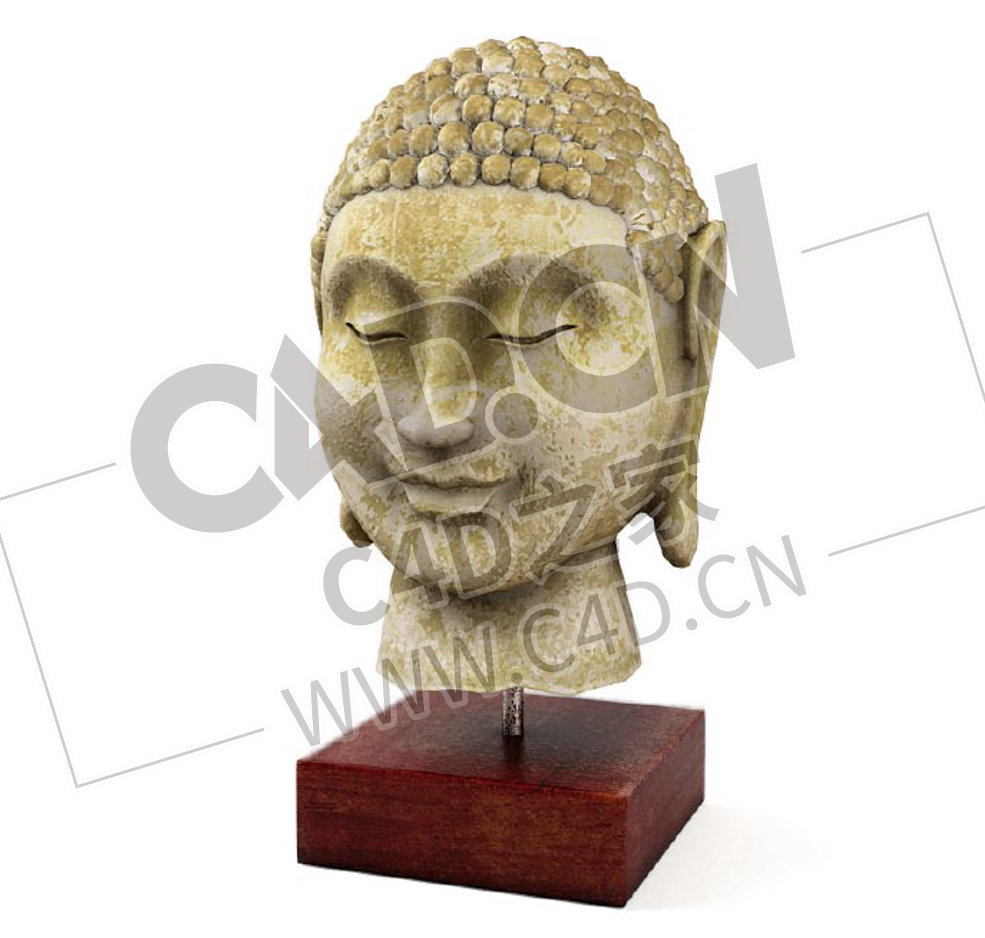 佛头石像工艺品摆件C4D模型下载
