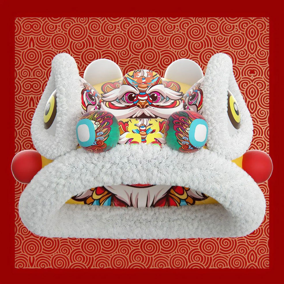 新年喜庆狮子头棉帽C4D模型 - C4D之家 - 640.jpg