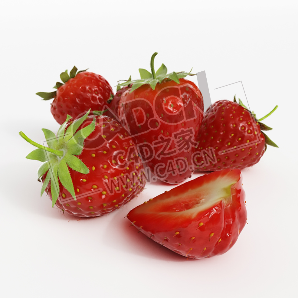 草莓切开的草莓水果C4D模型 strawberry - C4D之家 - 024.jpg