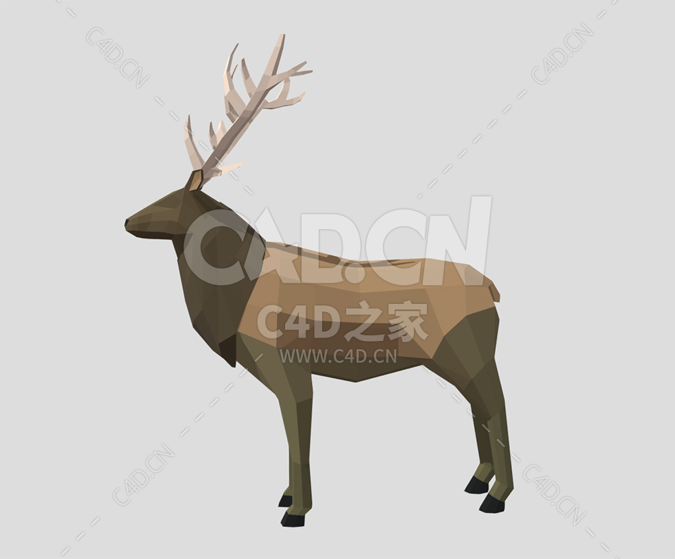 C4D低聚卡通麋鹿动物模型下载 - C4D之家 - 06.jpg