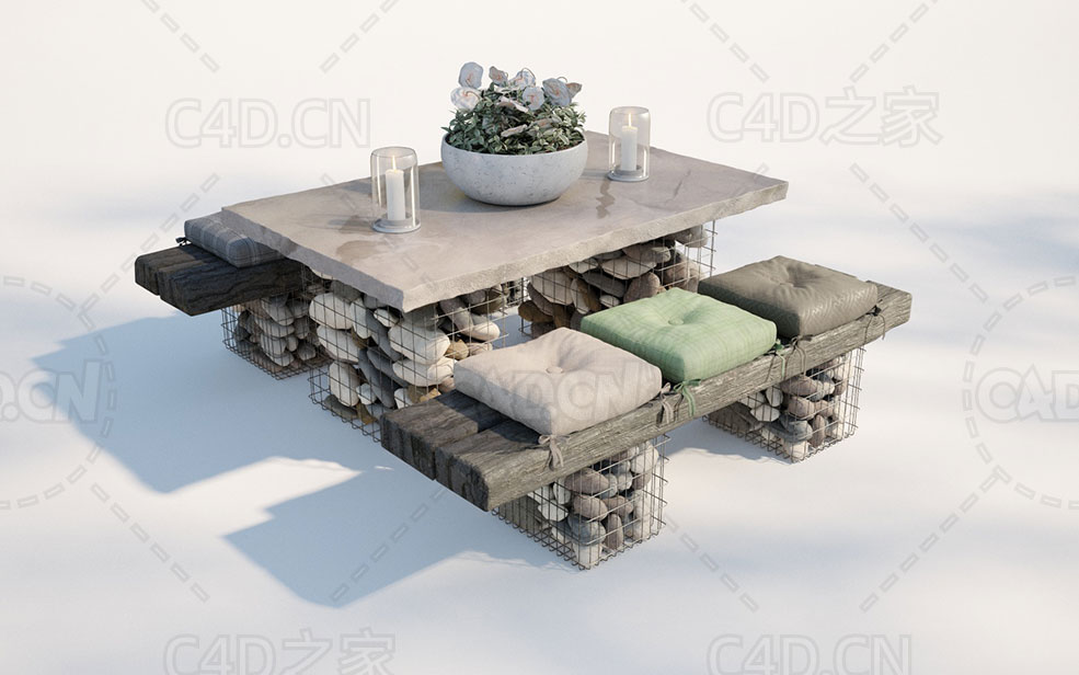 C4D石头搭建的木凳石板桌乡村庭院餐桌模型 - C4D之家 - Am220_05.jpg