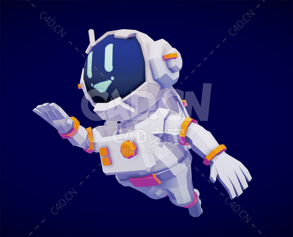 C4D飞向太空的卡通低聚宇航员人物模型下载 - C4D之家 - 14.jpg