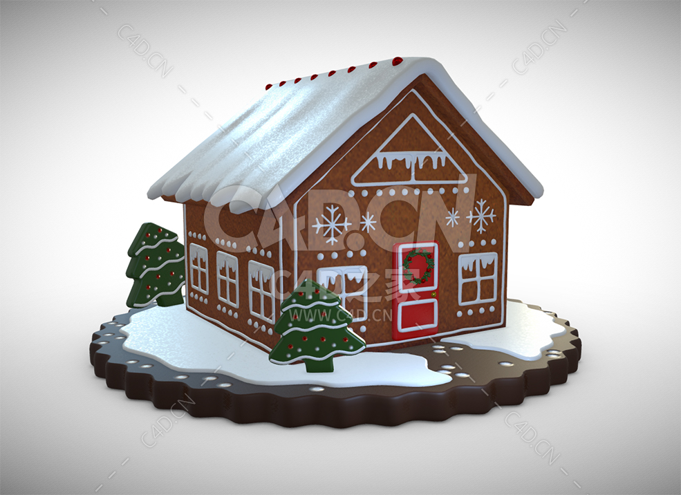 C4D卡通雪景巧克力饼干屋蛋糕食品模型下载 - C4D之家 - 17.jpg