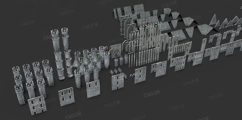 280多个城堡组件模型房顶屋顶城墙Render Crate Castle Components - C4D之家 - RenderCrate-Castle_Components.jpg