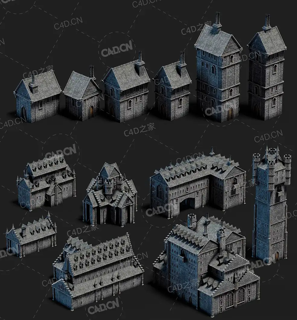 16个《权力游戏》中世纪城堡房子建筑模型RenderCrate-Castles - C4D之家 - RenderCrate-Castles-2.jpg