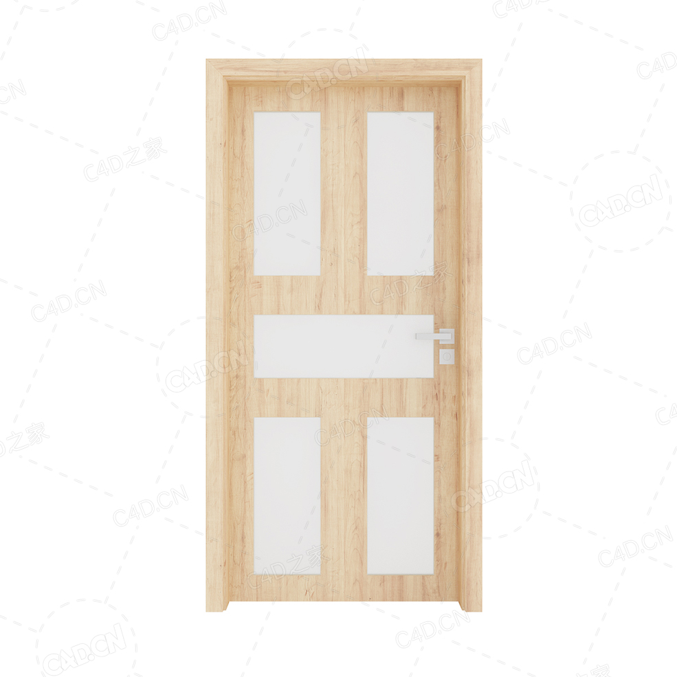 带玻璃的实木门实木复合简约无漆木门单开门厨房卫生间门 - C4D之家 - cgaxis_models_79_07.jpg