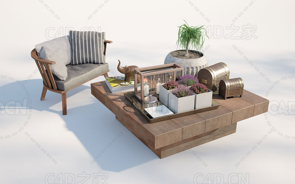 C4D休闲扶手椅实木方桌花盆宝箱大象工艺品摆件模型 - C4D之家 - Am220_23.jpg