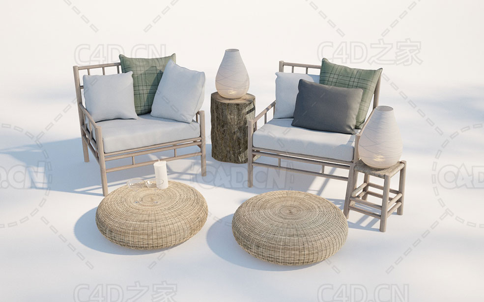 C4D实木沙发藤编圆桌木桩灯模型 - C4D之家 - Am220_28.jpg