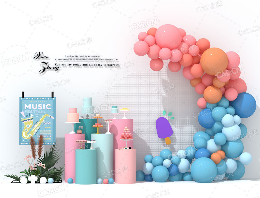 潮流音乐活动背景美陈C4D模型 - C4D之家 - 01.jpg