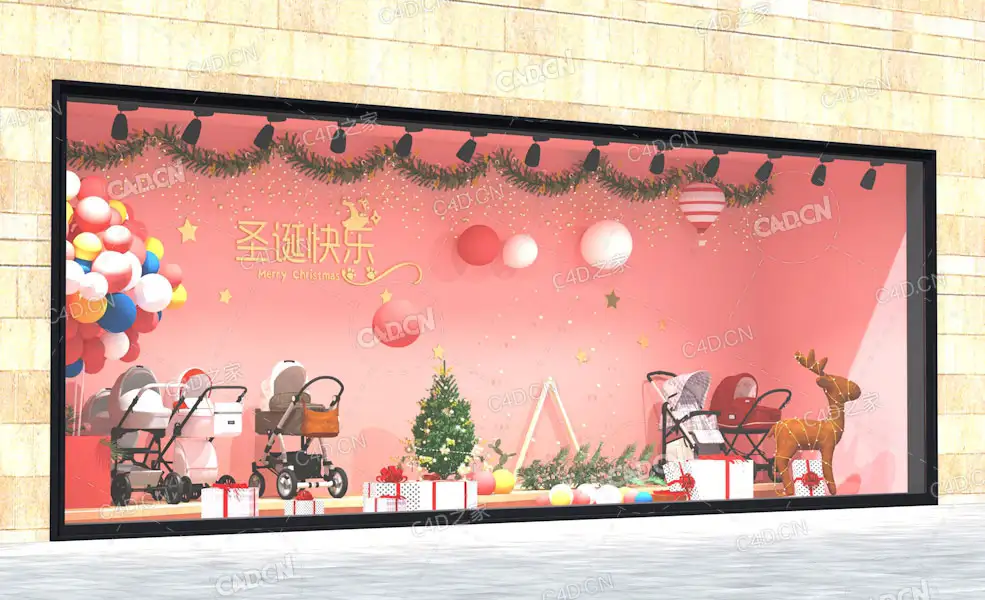 圣诞节橱窗C4D模型 - C4D之家 - 01.jpg