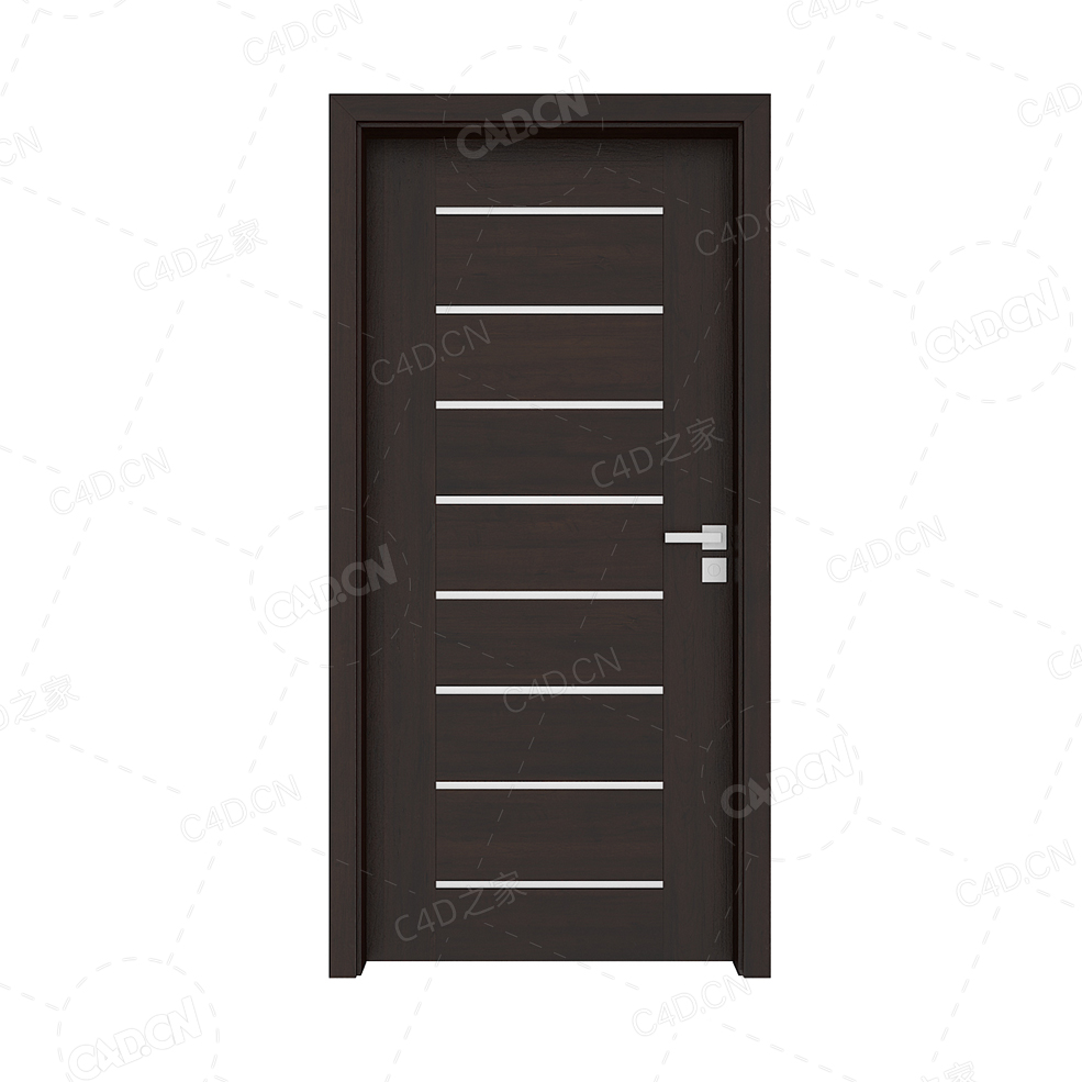 深咖色8条玻璃线实木门实木复合简约无漆木门单开门厨房卫生间门 - C4D之家 - cgaxis_models_79_14.jpg