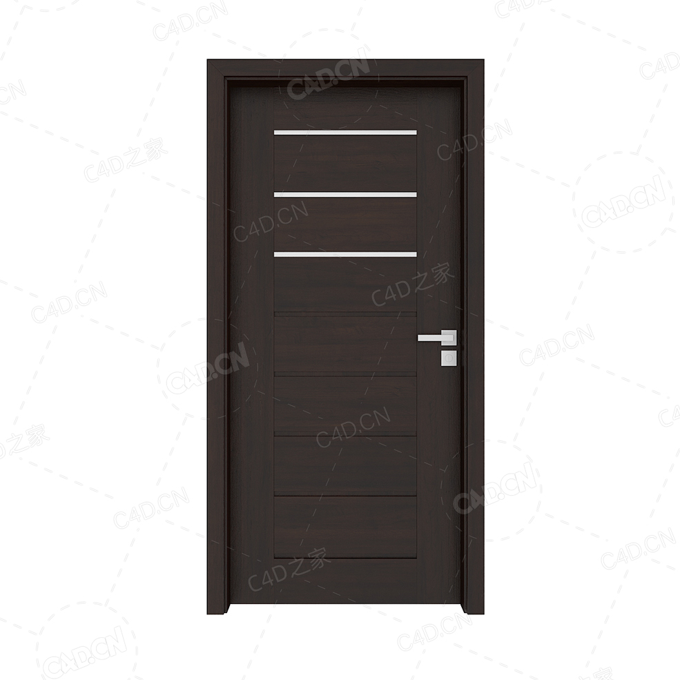 深咖色实木门3条玻璃实木复合简约无漆木门单开门厨房卫生间门 - C4D之家 - cgaxis_models_79_17.jpg