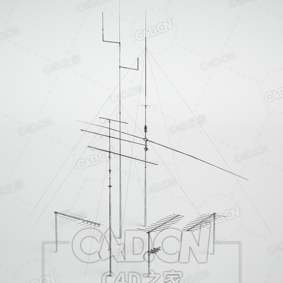 信号线杆信号线架卫星信号杆C4D模型下载 - C4D之家 - AM227_002.jpg