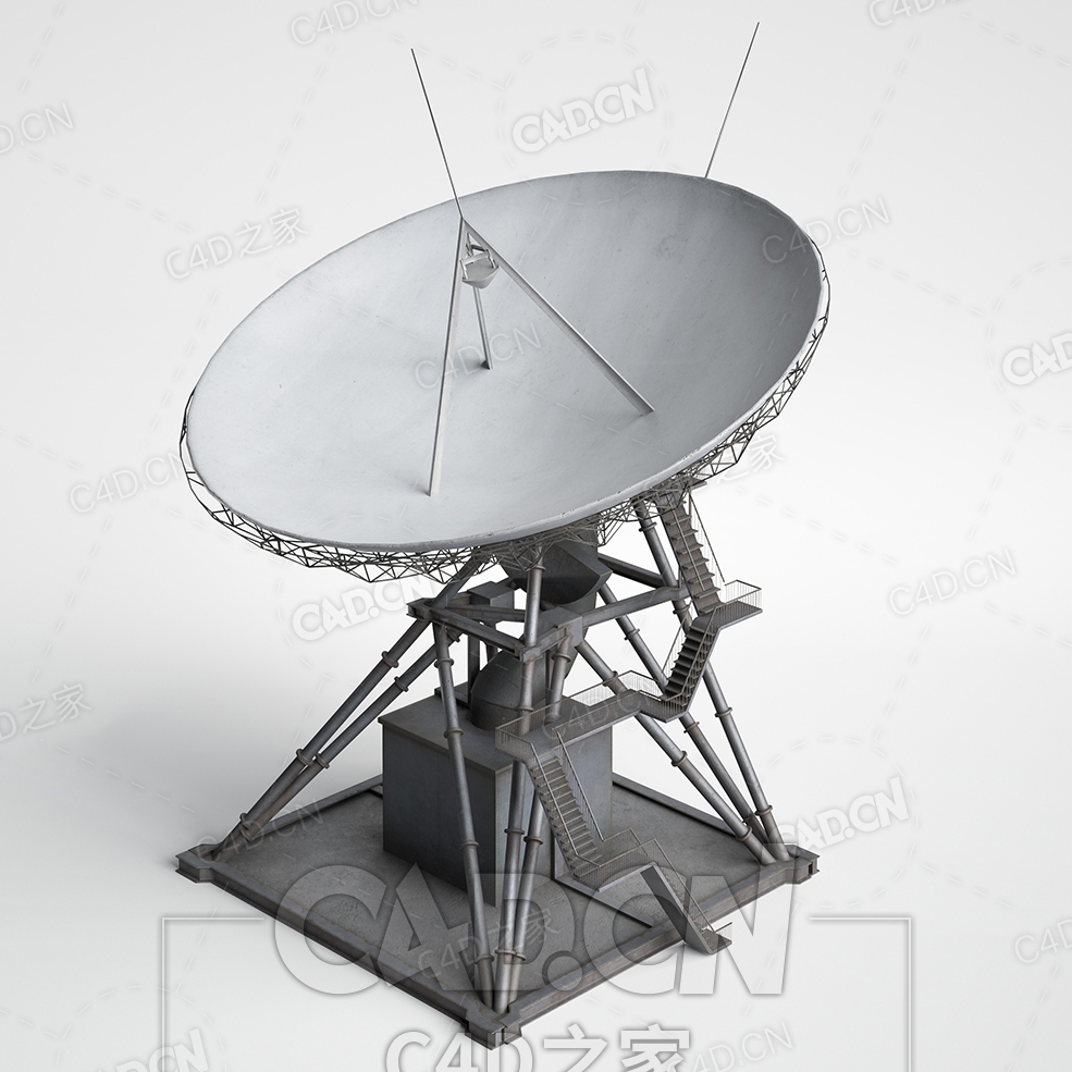 雷达卫星锅卫星信息收发台卫星天线C4D模型下载 - C4D之家 - AM227_009.jpg
