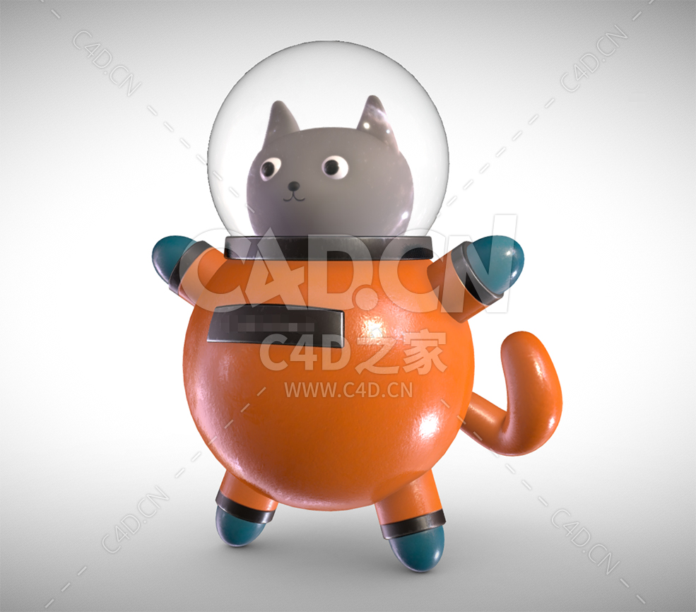 C4D可爱胖球猫咪太空宇航员模型下载 - C4D之家 - 21.jpg