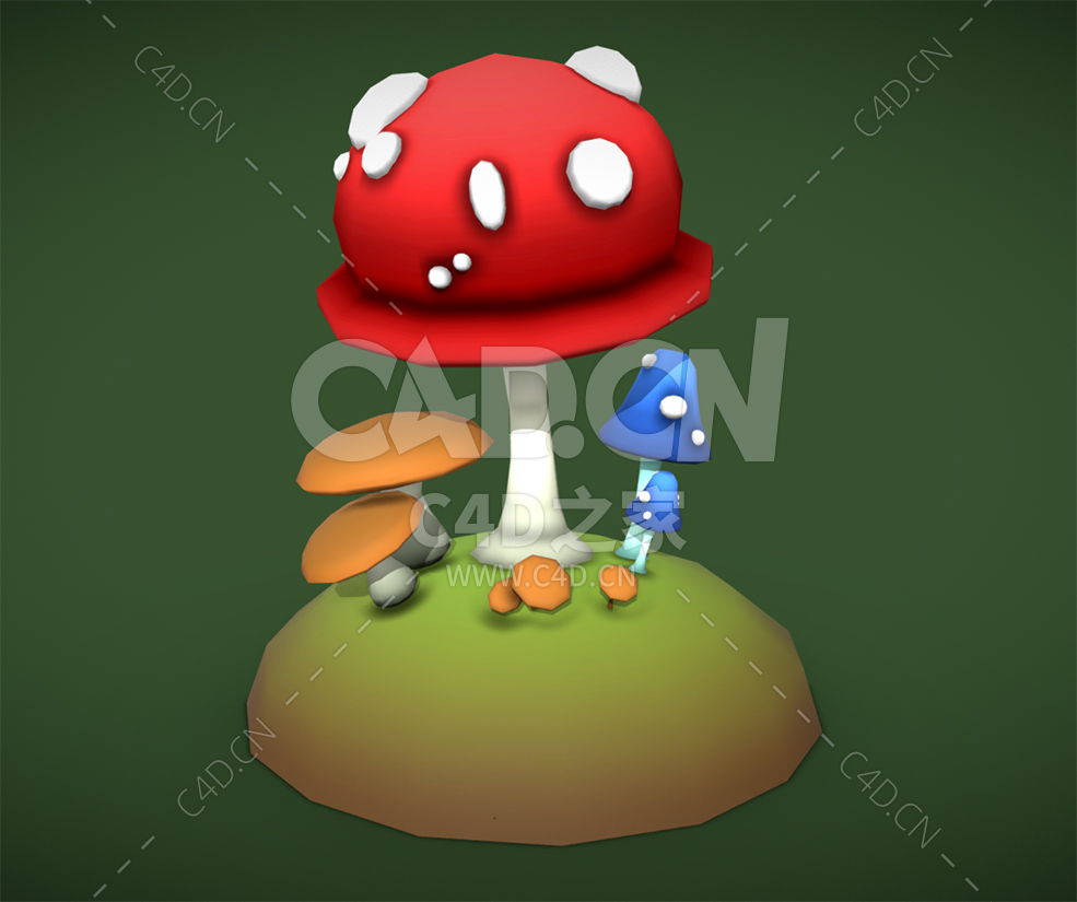 C4D卡通野生毒蘑菇真菌模型下载 - C4D之家 - 24.jpg