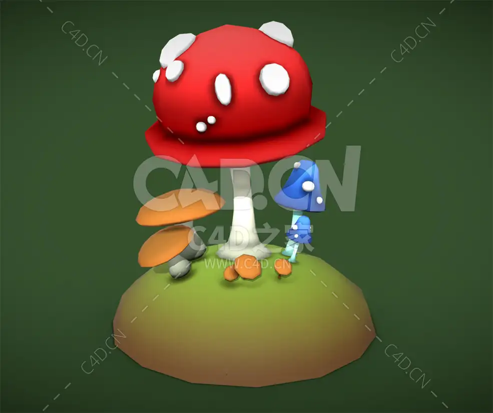 C4D卡通野生毒蘑菇真菌模型下载 - C4D之家 - 24.jpg