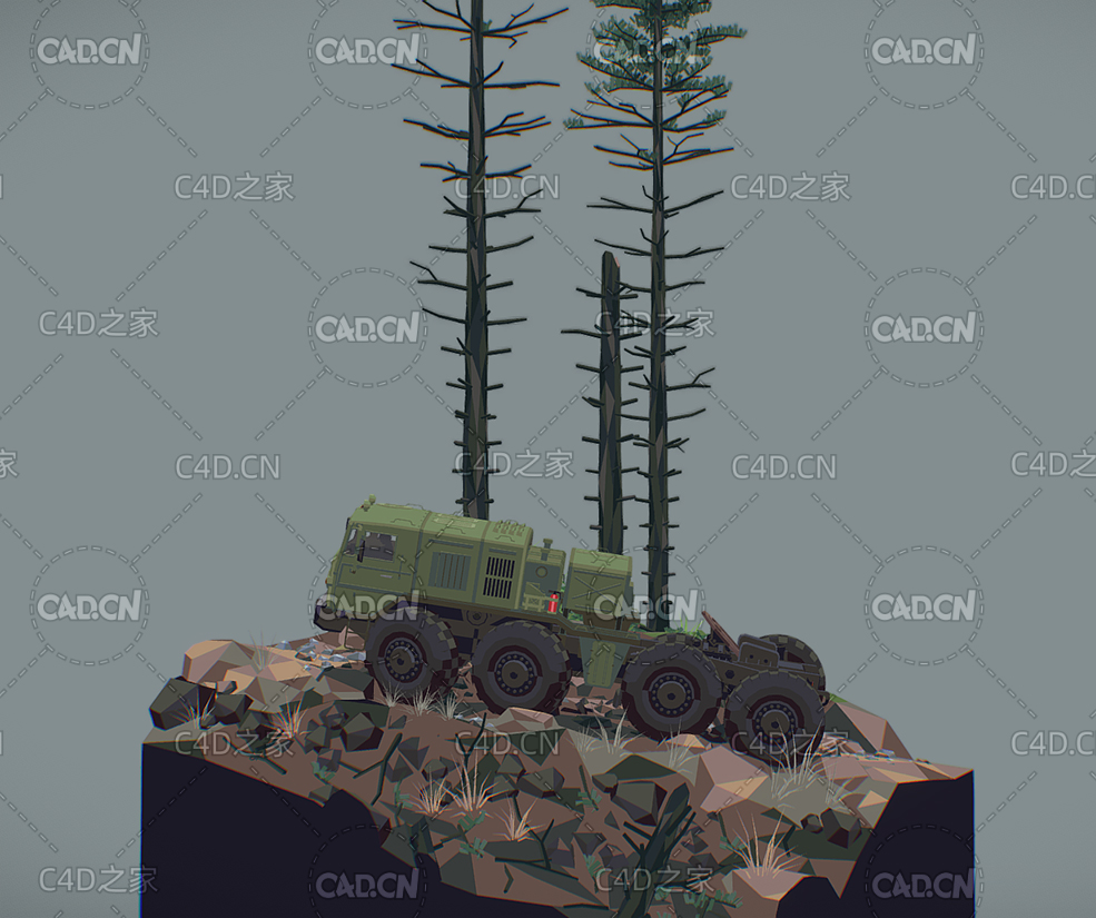 C4D爬坡的越野卡车立体模型 - C4D之家 - 06.jpg