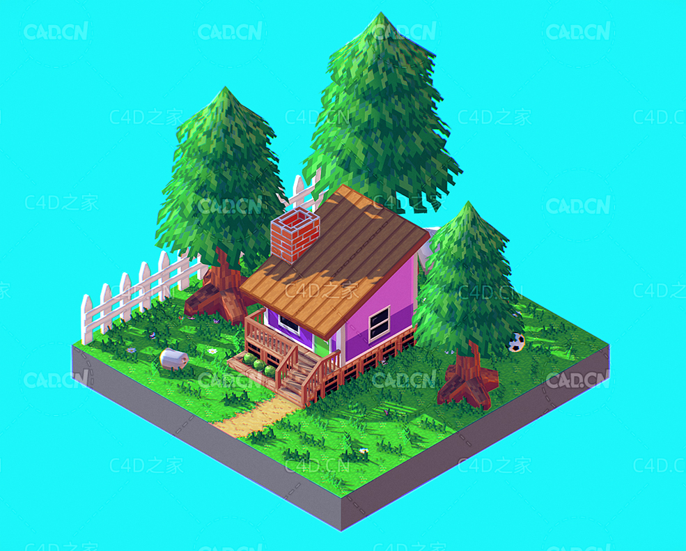 C4D森林之家卡通小木屋模型 - C4D之家 - 08.jpg