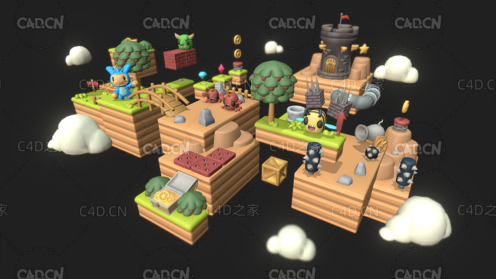 C4D卡通小人平台游戏模型包 - C4D之家 - 12.jpg