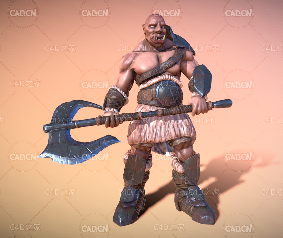 C4D手持巨斧兽人怪物模型(包含骨骼动画) - C4D之家 - 14.jpg