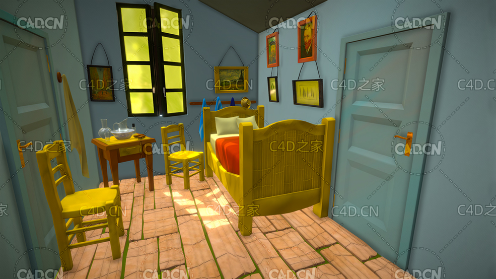 C4D梵高卧室模型 - C4D之家 - 20.jpg