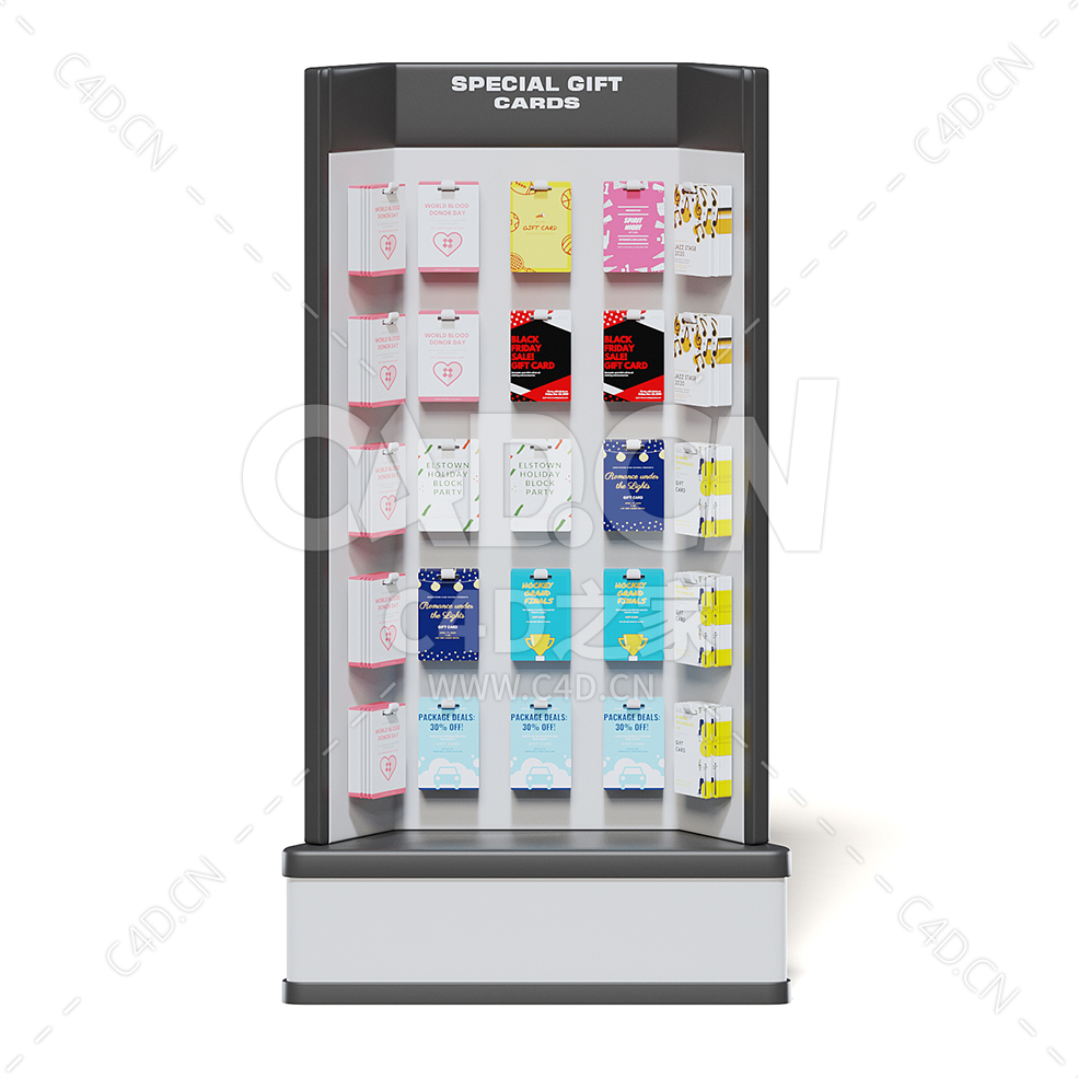 C4D商场超市特殊礼品卡卡片挂件墙展柜模型下载market stand cards - C4D之家 - 11.jpg